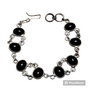 Beautiful silver plated black onyx stone bracelet